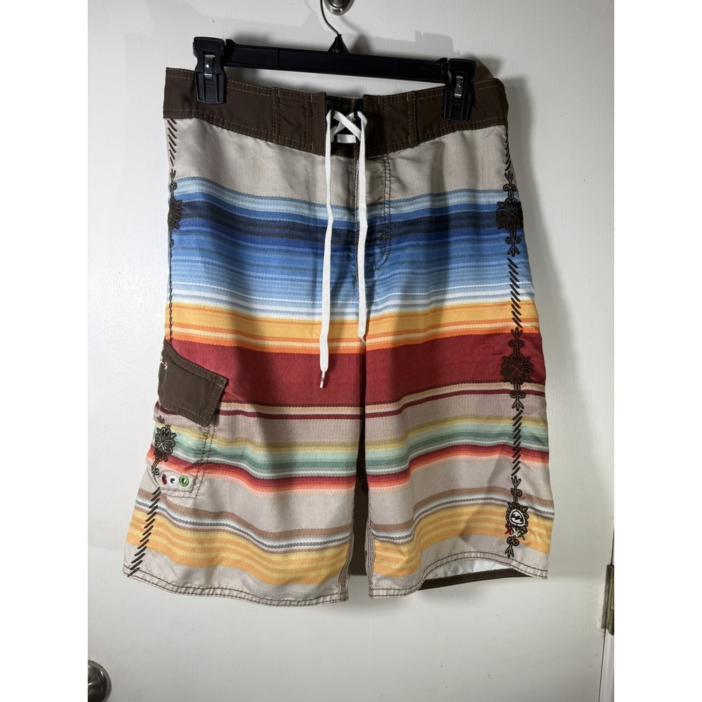 Hecho De Billabong Mens Drawstring Board Shorts Sz. 30 /Beige/Mexico Theme
